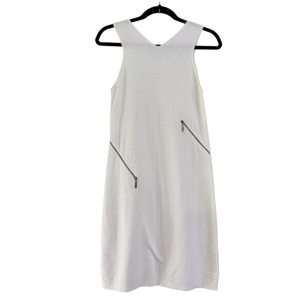 Chanel Women's White Cotton Pique Knit Zipper Sleeveless Tank Dress Size 36 - Picture 1 of 9